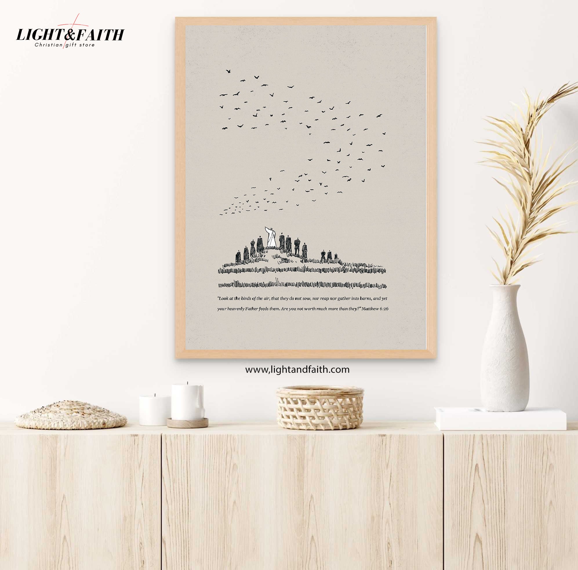 Look at the Birds Poster, Matthew 6:26, Jesus Poster, Christian Poster, Bible Scripture, Trust